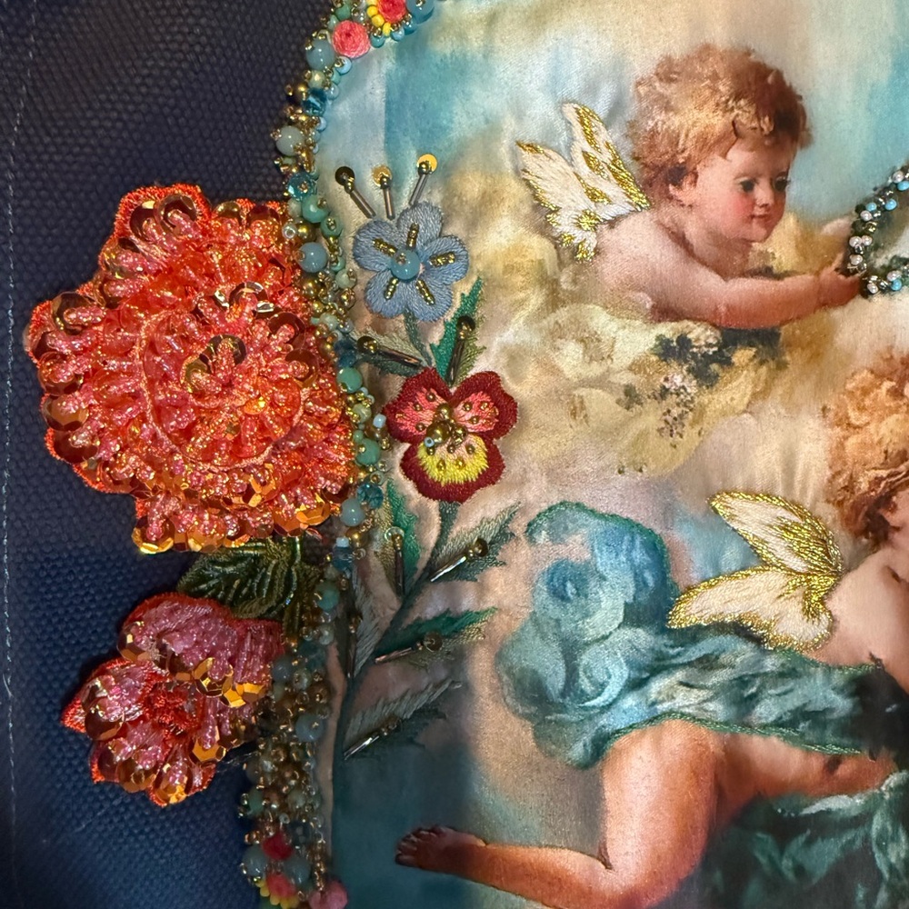 Handmade Two-Sided Tote of Virgin Mary & Cherubs - Picture 9 of 14